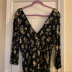 AE black floral jumpsuit